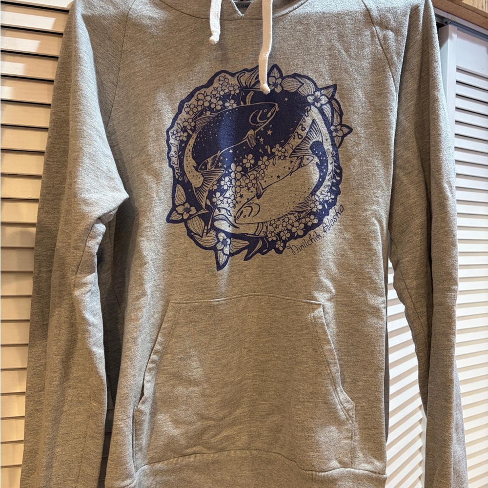 Love from Alaska artist gray Hoodie with salmon